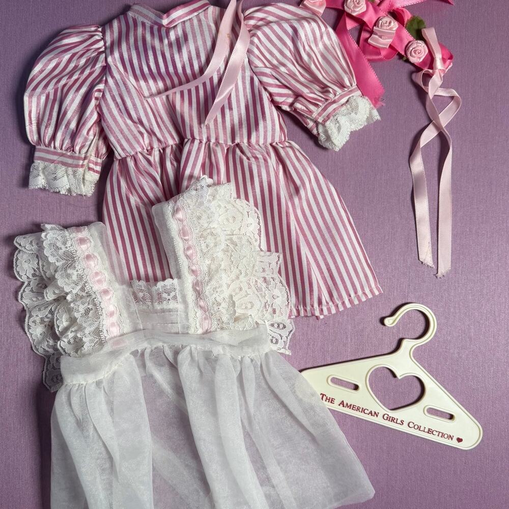American Girl Samantha Birthday Dress Pleasant Company (Custom Pinafore+crown)